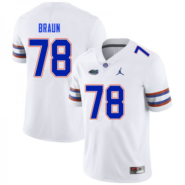 Men #78 Josh Braun Florida Gators College Football Jersey White